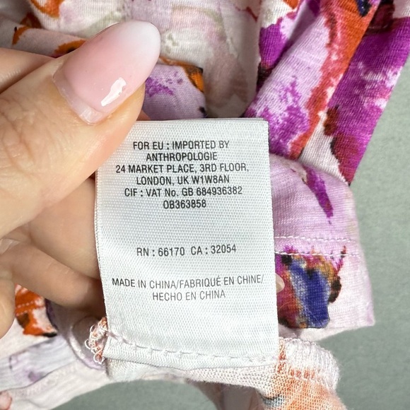 Anthropologie Akemi + Kin Top Women's Size XS Floral Print Raglan Lace Trim Boho - Picture 7 of 11